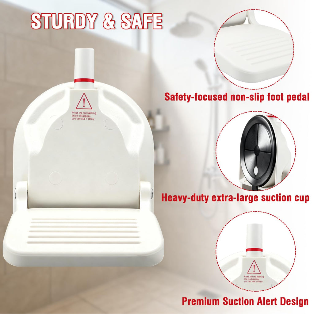 Loorieen Shower Foot Rest for Shaving Legs,Shower Shaving Foot Rest,Foot Rest for Shower with Powerful Suction Cup,Foldable Shaving Step for Inside Shower,Easy to Carry While Traveling