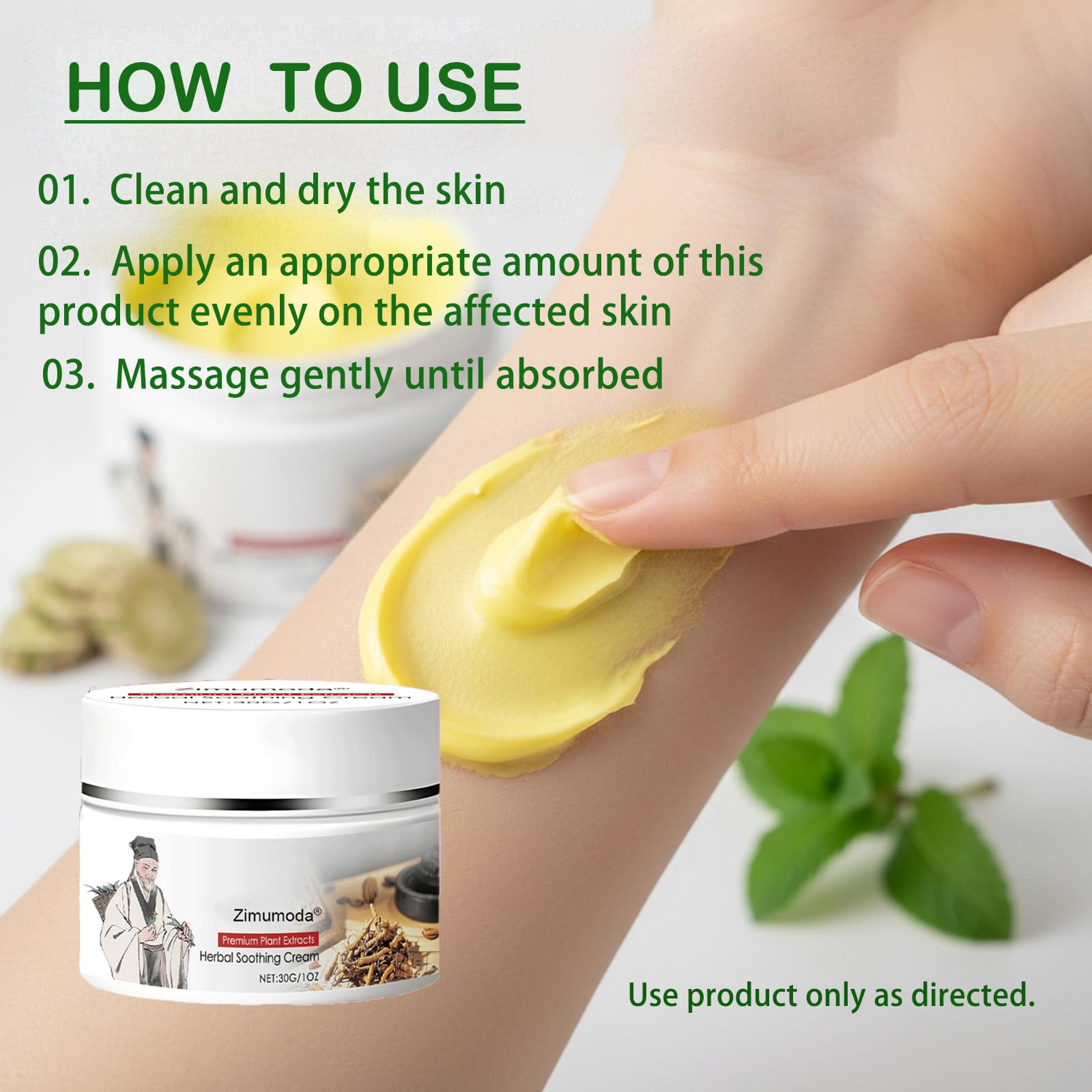 zimumoda Herbal Body Care Cream - Relieves Dry and Tight Skin, Soothing Skin | Relieves Itching, Rich in Menthol, Calendula & Dendrobium | 1 FL oz