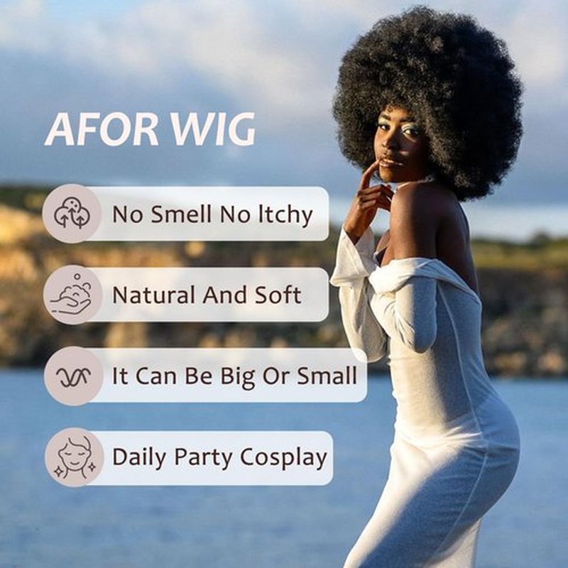 BESSY HAIR Black Afro Wigs for Women, 70s Disco Wig with Bangs Big Bouncy Fluffy Puff and Soft Natural Look Synthetic Black Hair Curly Afro Wigs for Daily Party Cosplay Costume Halloweeen 14 Inch