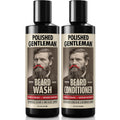 Polished Gentleman Beard Wash & Beard Conditioner Set - Biotin, Tea Tree, Aloe Vera, Manuka Honey & Argan Oil – Softens, Smooths & Hydrates Facial Hair – Paraben & Sulfate Free Shampoo Made in USA 8oz