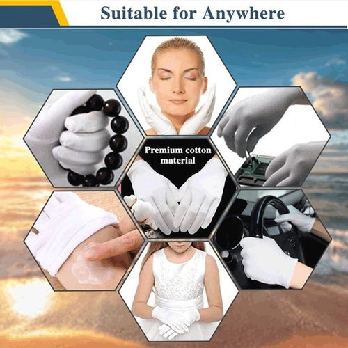 24Pcs White Cotton Gloves for Dry Hands Eczema Gloves Overnight Moisturizing Gloves for Women Cosmetic