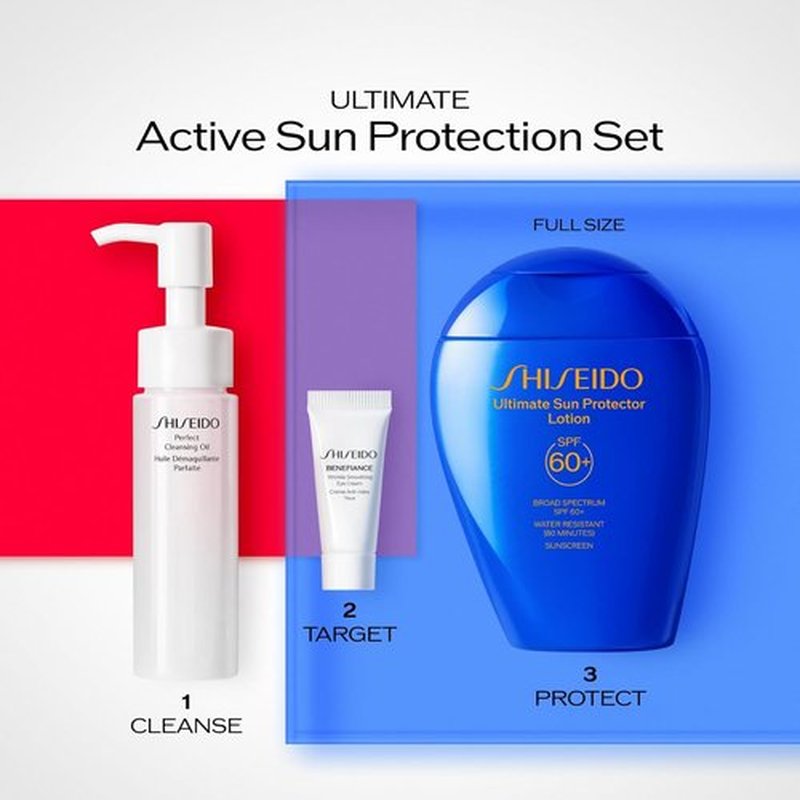 Shiseido Active Sun Protection Set | Benefiance Eye Cream, SPF 60 Lotion & Cleansing Oil - $83 Value