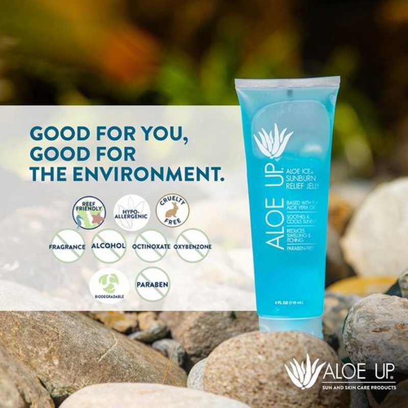 ALOE UP Aloe Vera Gel - Cooling Sunburn Relief for Face & Body | 96.6% Pure, Alcohol-Free, 4 Oz