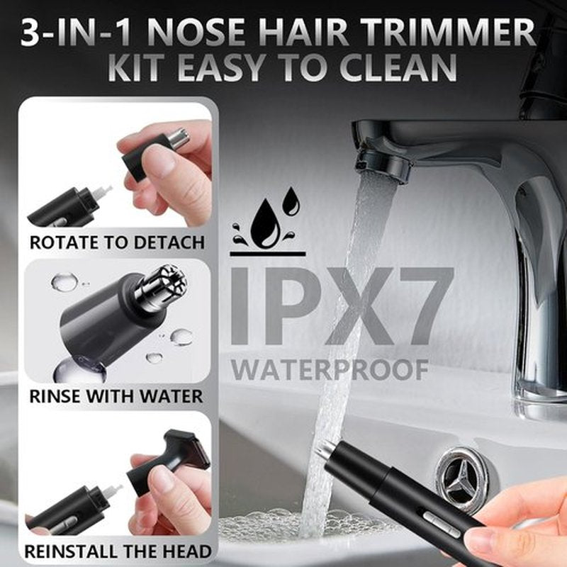 Skiennix Nose Hair Trimmer | All-in-One Professional Ear & Nose Hair Clipper - 14,000 RPM, Rechargeable, Dual Edge Blades