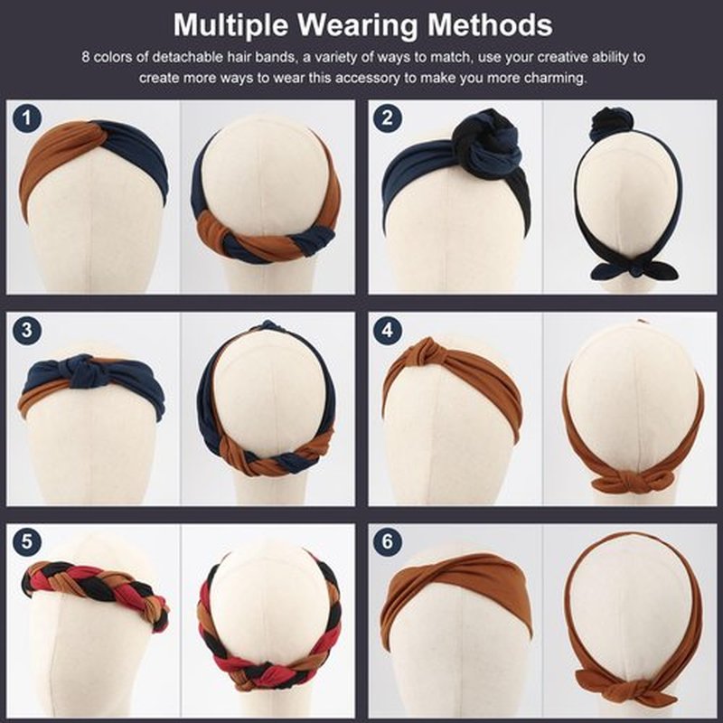 AQOKKA Elastic Bow Headbands for Women Girls Rabbit Ears Knotted Head Bands for Women's Hair Non Slip Boho Headwrap Sport Cute Hair Accessories