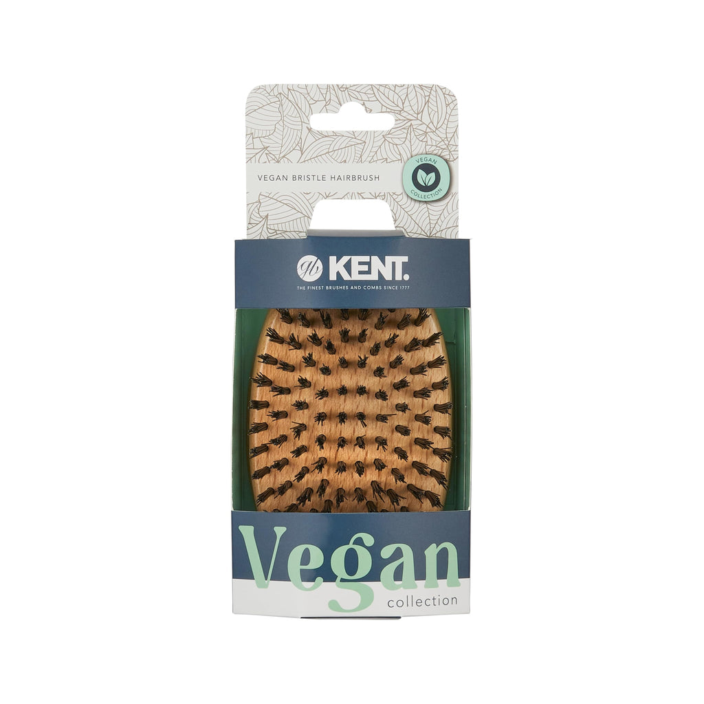 Kent V22 Vegan Boar Bristle Hair Brush and Beard Brush for Men, Eco Friendly Wave Brush and Travel Brush for Smoothing Hair and Taming Beards (8.5")