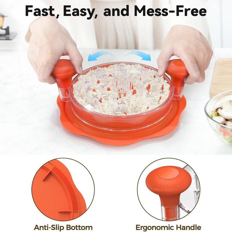 Ukeetap 10" Pro Chicken Shredder Tool - BPA-Free, Ergonomic Design, Anti-Slip Base | Orange