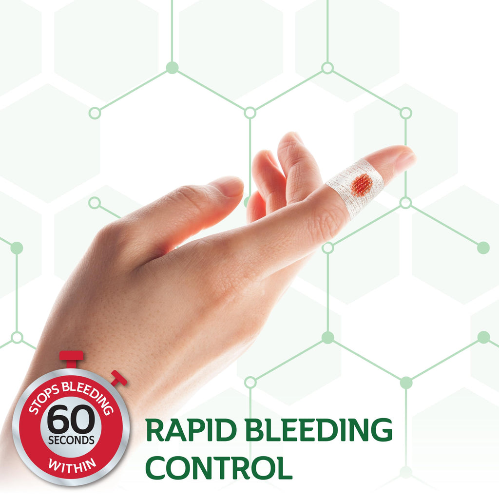 CURAD BloodStop® Wound Dressing | 1” x 1” | Hemostatic Gauze Helps Stop Bleeding Quickly | For Cuts, Abrasions or Nosebleeds | 10 Count