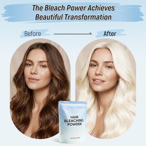 Professional Hair Bleach Powder by [Brand Name] - Strong & Gentle Lightening for Up to 8 Levels of Lift | 100g/3.53oz