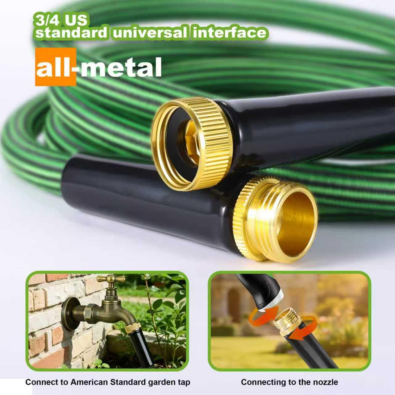 Torioweg Garden Hose 50 FT-Triple-layer pipe, Water Hose with solid Aluminum Fittings, Ultra-Lightweight and Flexible, Abrasion-Resistant, Rust-Resistant,Watering and Cleaning for Outdoor