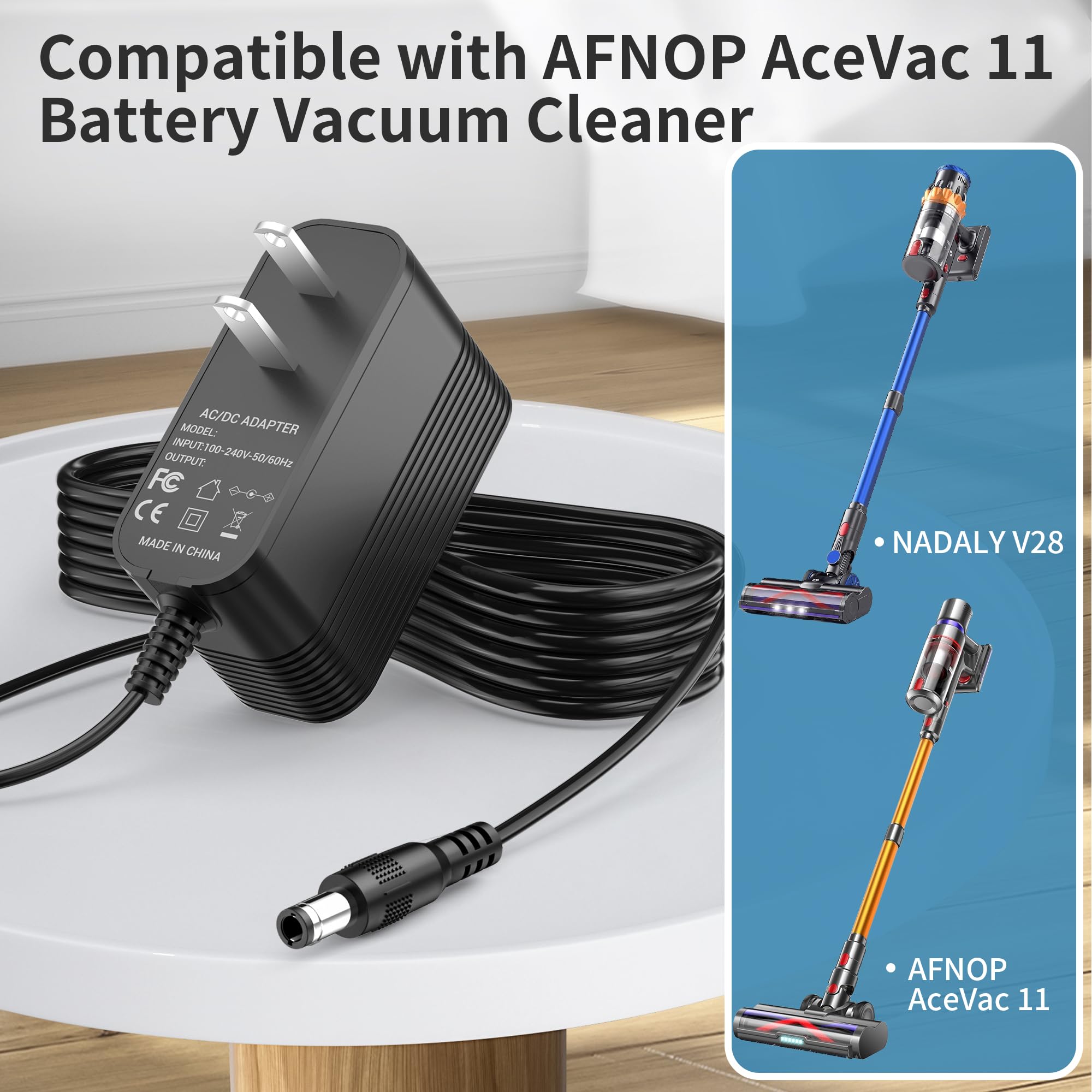 36V Charger for AFNOP 29.6V Battery Vacuum Cleaer, Replacement Adapter Compatible with AFNOP AceVac 11, NADALY V28,550W 45Kpa Vacuum Cleaner Power Supply