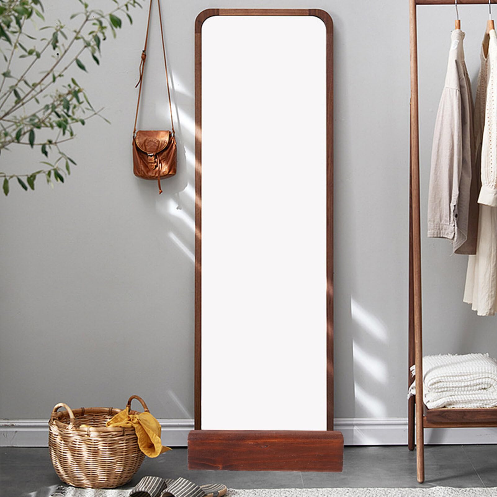 Uonlytech Floor Mirror Stand Wooden Support Base 9.84X3.14X2.75 Inch Stable Mirror Holder for Full Length Home Entryway Bathroom Use