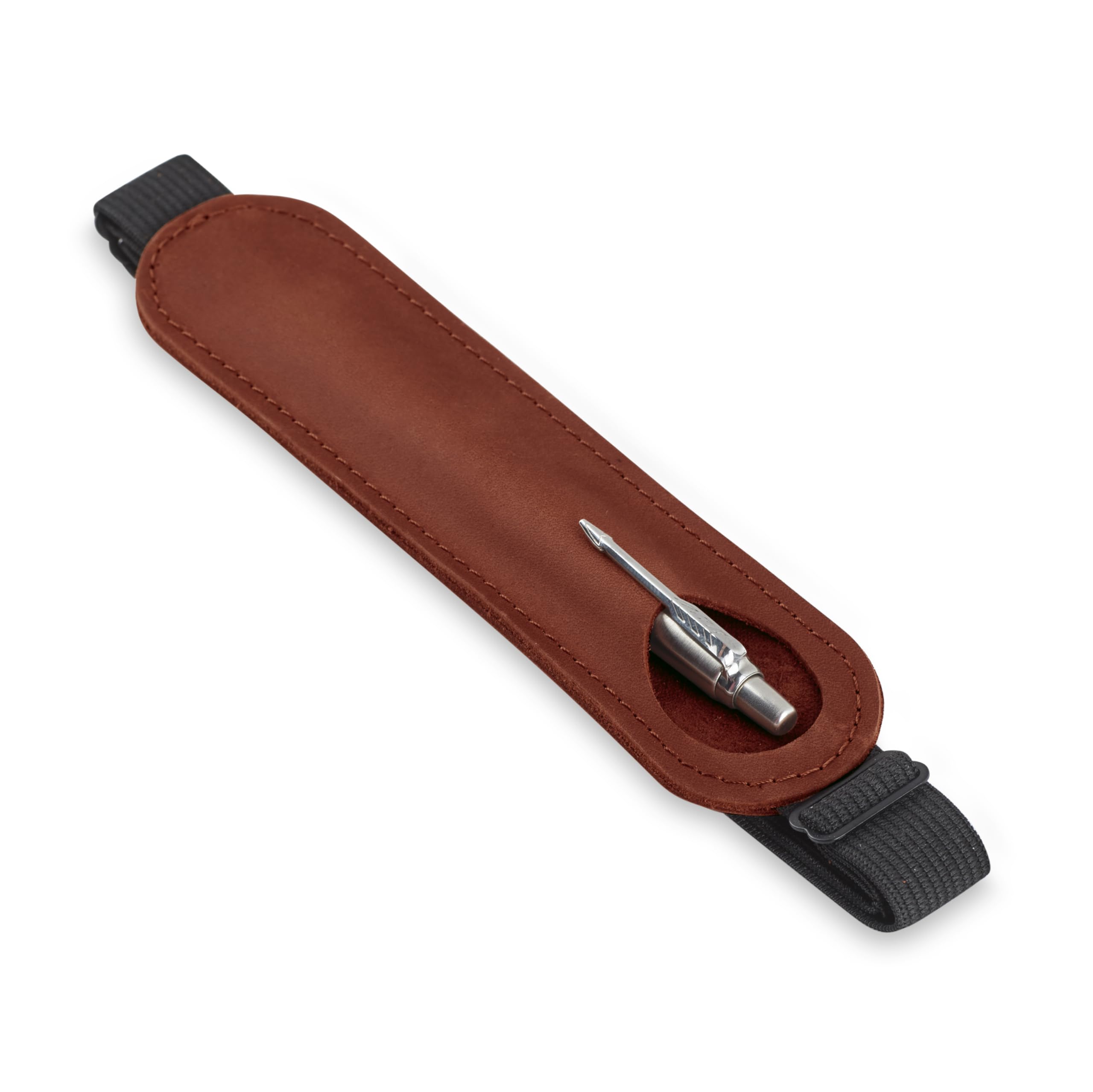 MAKYN Leather Adjustable Pen Holder for Journals, Notebooks, Planners, Books, Pencil Sleeve Case Pouch, Elastic Pen Holder for Notebook, Soft Fountain Pen Case (Cognac)