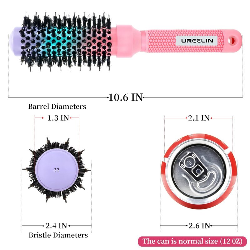 UREELIN Round Brush - 1.3 Inch Nano Thermal Ceramic & Ionic Hair Brush with Boar Bristles for Salon-Quality Blowouts, Volume, and Shine