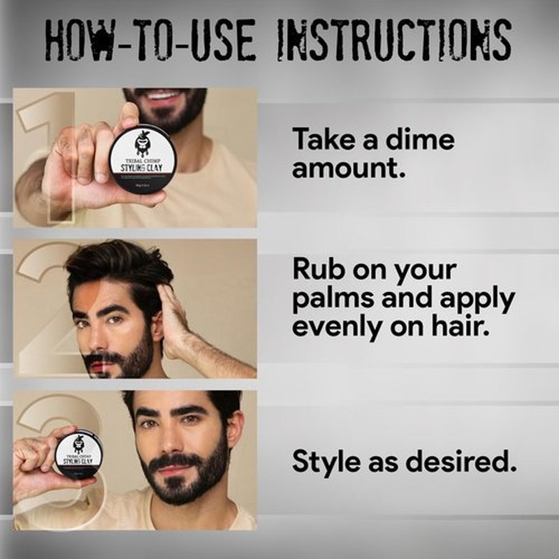 Tribal Chimp Hair Styling Clay – Super Strong Hold Matte Clay for Men & Women, Non-Sticky, Textured, Instant Volume & Thickening, Ideal for all Hair Types, Citrus Scent, 80g