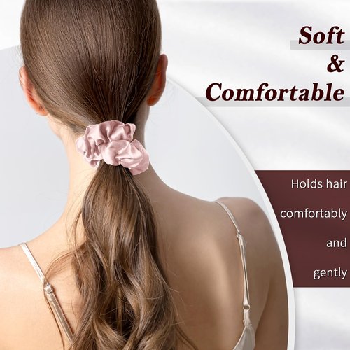 DAISYSILK 100% Mulberry Silk Scrunchie, Large Silk Hair Tie for Women, Soft Hair Accessory, Prevents Frizz, 1Pc, Pink