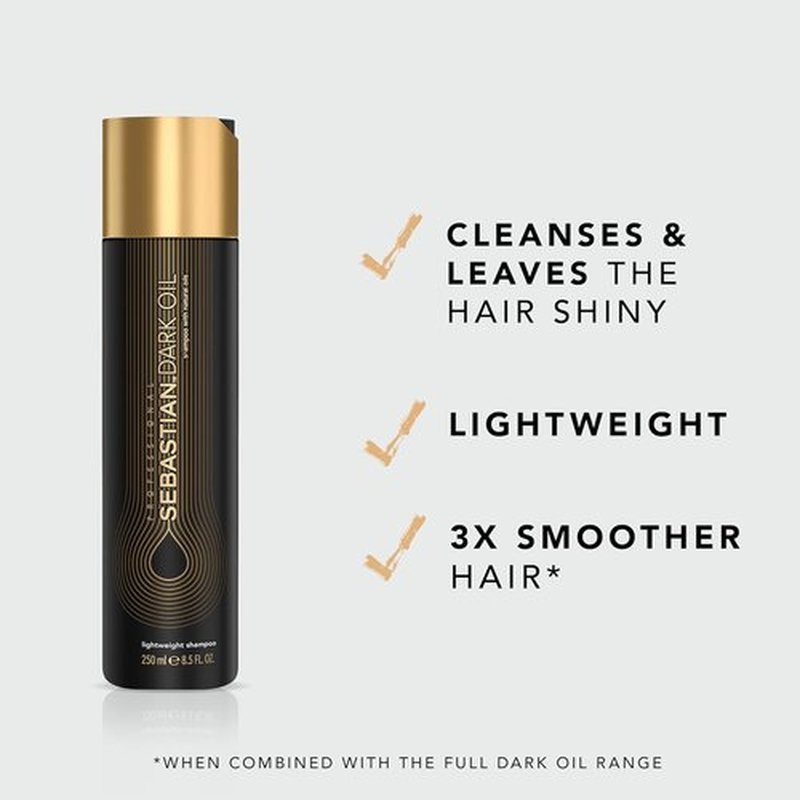 Sebastian Professional Dark Oil Shampoo - Lightweight Formula Infused with Jojoba & Argan Oil for Silky Hair