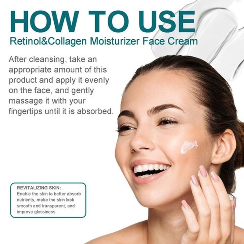 Retinol Collagen Cream for Face with 5% Hyaluronic Acid Anti-Aging Cream Anti-Wrinkle Reduce Fine Lines Lifting and Firming 24-Hour Facial Care Suitable For All Skin Types