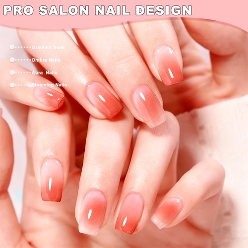 JFIYUOMCI 10Pcs Ombre Nail Brush Set, Silicone Chrome Powder Brush for Blooming & Aura Nails, French Tip Manicure, Nail Palette | Mixing Rod | Gradient Painting Pen Acrylic Nails Polish Design Tools