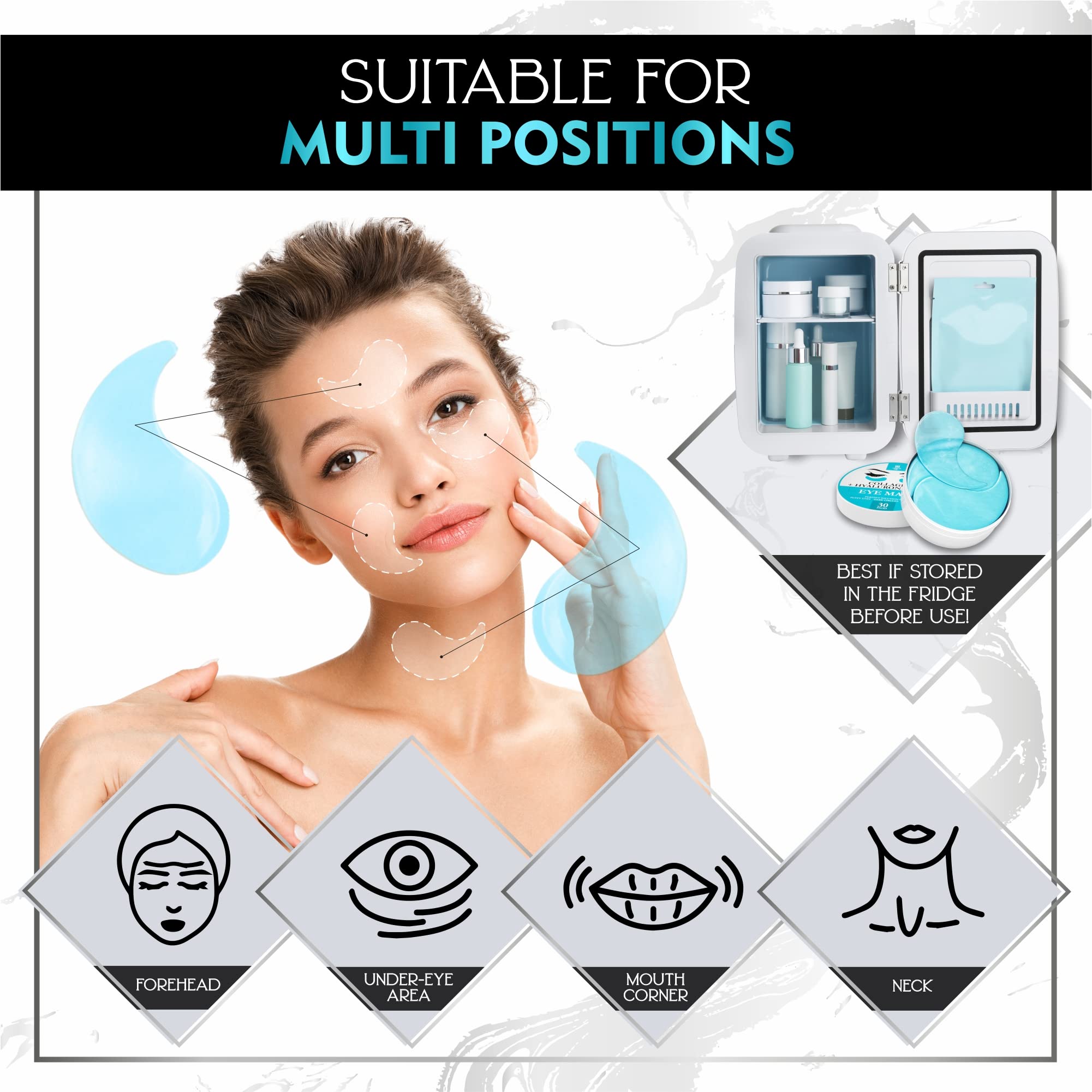 Under Eye Patches for Puffy Eyes, Dark Circles, Dull Skin - Natural Moisturizing Support - Help with Wrinkles and Fine Lines - Under Eye Mask with Hyaluronic Acid, Collagen, Caffeine - 30 Pairs