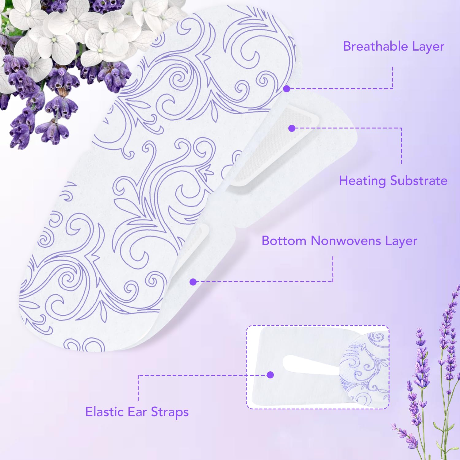 XPCARE 48 Pack Steam Eye Masks for Dry Eyes, Self Heated Steam Warm Eye Mask, Disposable Heated Eye Mask for Dark Circles, Puffy Eyes, Relief Stress Eye Fatigue（Lavender）