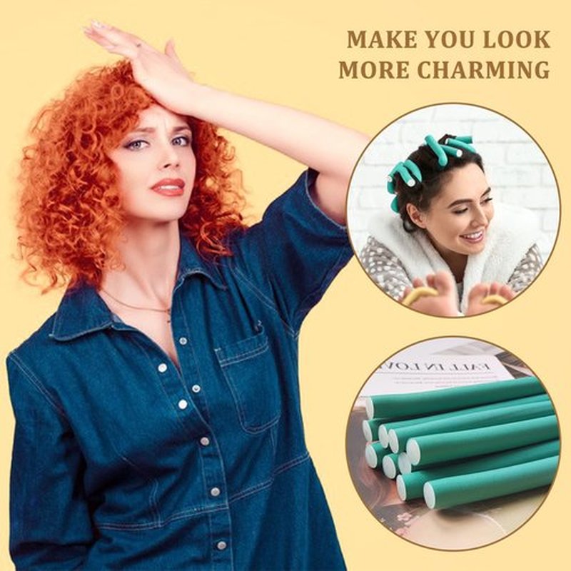 40PCS Flexible Curling Rods Set - No Heat Hair Rollers for Short & Long Hair, Twist Foam Rollers with Comb (Colors Random)