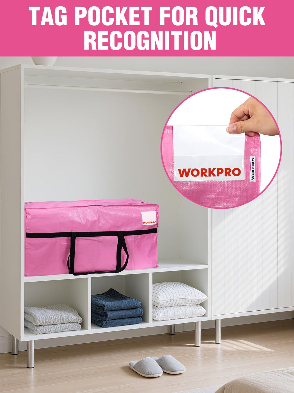 WORKPRO 2-Pack 66 Gallon Extra Large Moving Bag with Zipper & Carry Handles