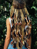 GORTIN Boho Feather Headband Hippie Headpiece Indian Costume Headdress Hair Accessories for Women