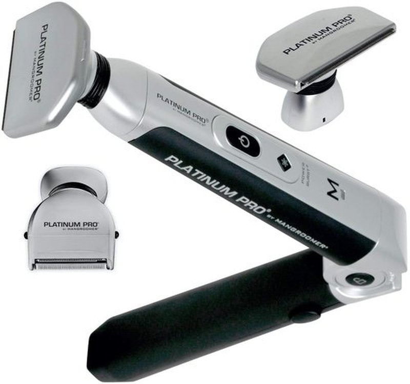 MANGROOMER Platinum Pro Back Shaver - 3 Flex Heads, Power Hinge & Extreme Reach Handle | 4-Piece Set