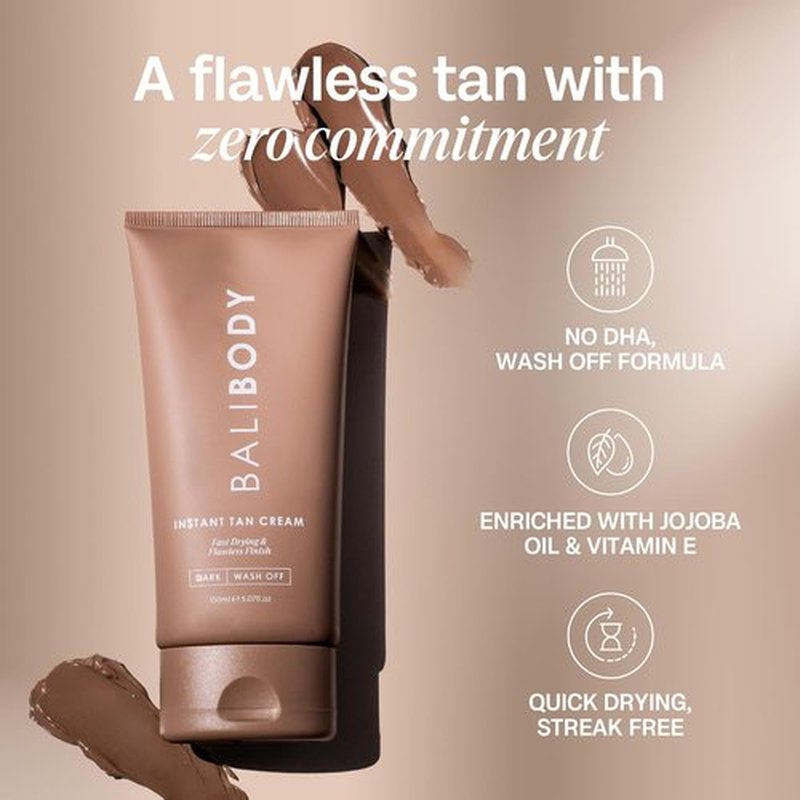 Bali Body Instant Tan Cream - Fast-Drying Formula with Minimal Transfer | 150 ml for All Skin Types