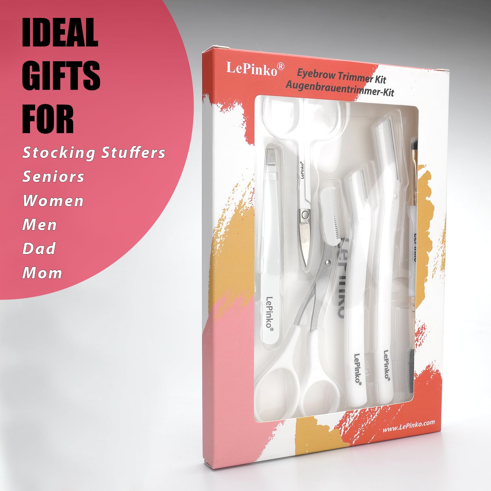 Eyebrow Trimmer Kit, 7 in 1 Eyebrow Scissors, Tweezer, Razor, Brush - White