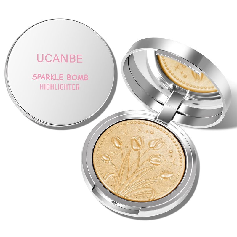 UCANBE Sparkle Bomb Highlighter - Weightless Buildable Illuminator Palette for Face & Body | Luxurious Golden