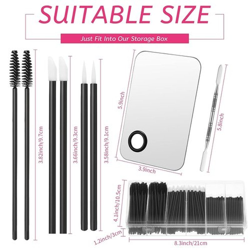 Maitys Makeup Tools Kit - 260 Disposable Brushes, Applicators & Organizer Box | Waterproof Cape & Palette (Black)