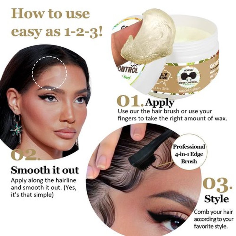 8.8 OZ Edge Control Wax for Women Strong Hold Non-greasy Edge Control Smoother Edge Wax, Edge Wax Styling Gel Edge Control for Black Hair No Flaking, Strong Hold Water-based Edge Stay Gel Coconut