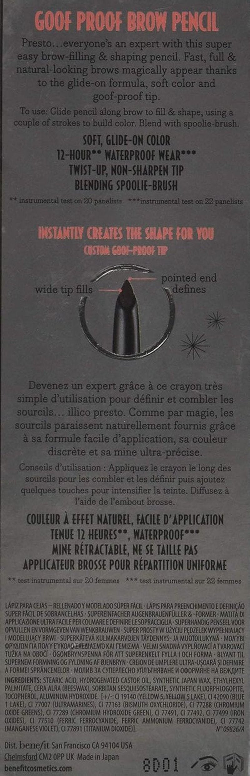Benefit Goof Proof Brow Pencil - Deep #5 | Easy Application 0.34g/0.01oz for Perfect Brows