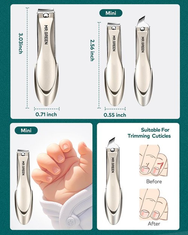 MR.GREEN 8-in-1 Manicure Set– Professional German Stainless Steel Nail Care Kit with Splash-Proof Nail Clippers, Toenail Clippers, Cuticle Tools, Travel Grooming Kit for Men & Women with Leather Case