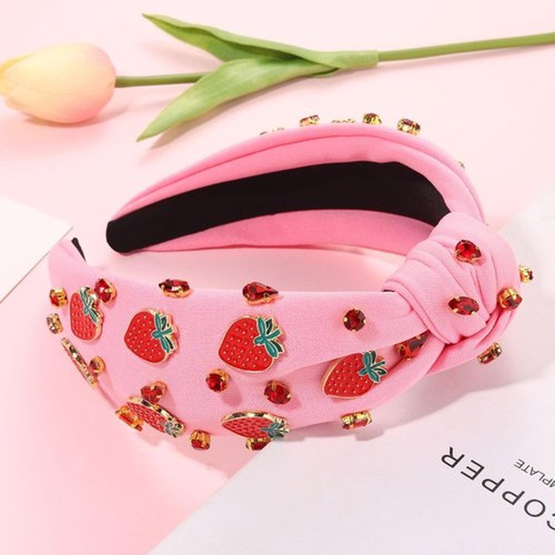 CEALXHENY Strawberry Headband for Women, Fruit A-Pink, Hair Accessory for Summer, Beach Vacation, Wedding, Party, One Size, 1 Count