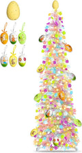 **Skiennix 5Ft Lighted Easter Tree - 50 LED Warm White Lights & Colorful Egg Ornaments | Battery Operated**