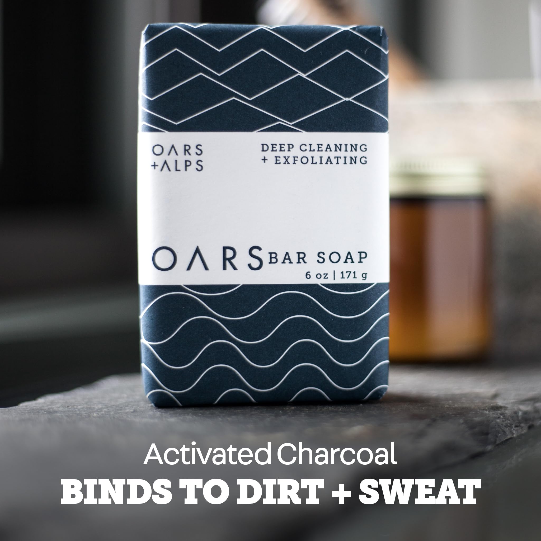 Oars + Alps Exfoliating & Moisturizing Bar Soap for Men, Deep Cleaning Soap, Clean Ingredients, All Skin Types, Blue Charcoal, 3pk