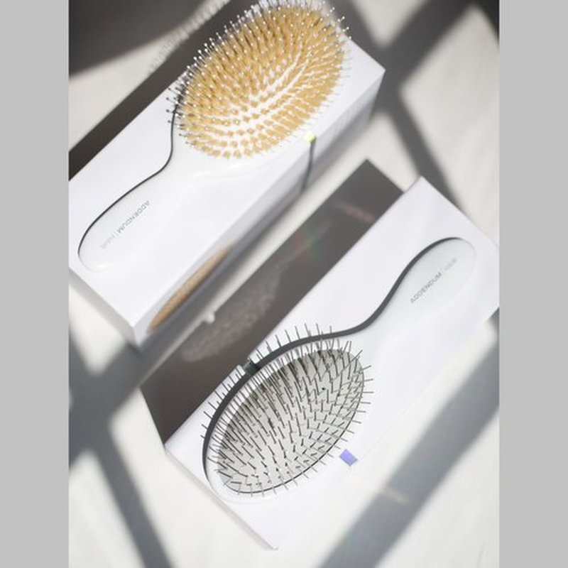 Luxury Hair Brush for Dry Hair – Boar Bristle & Soft Ballpoint Tip | Detangler Brush for Shine, Texture & Frizz Control – Addendum Hair Professional Salon Tool (White)