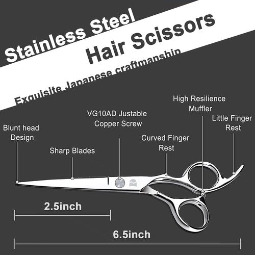 Hair Cutting Scissors and Thinning Scissors Kit,6.5 inch Professional Salon Haircut Scissors Kit,Barber Hairdressing Shears Set,Hair Cutting Shears Texturizing Shears (Silver) (Silver)