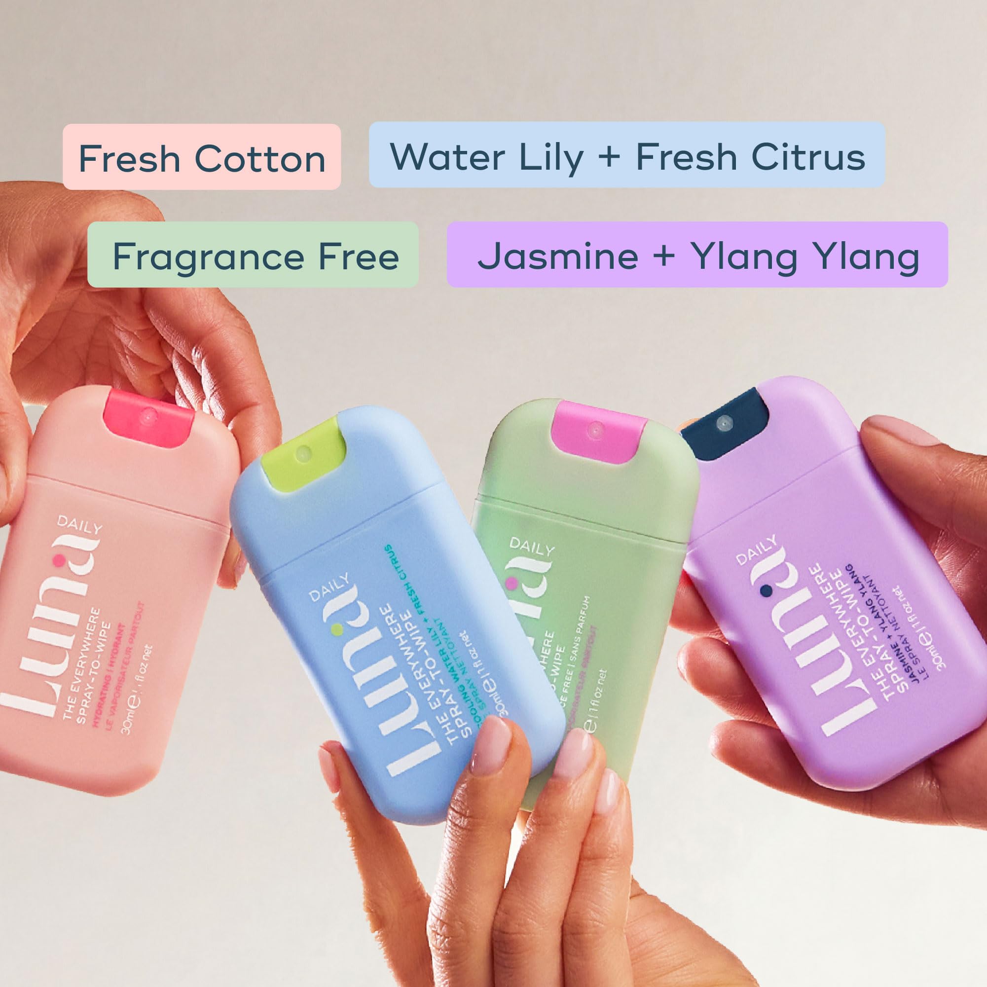 Luna Daily Body Cleansing Spray | Unscented pH-Balanced Feminine & Body Mist | Hydrating & Gentle for Intimate Hygiene, Underarms & Private Parts | Travel Essential for Women, Gym & Daily Care, 30ml