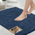 GORILLA GRIP Bath Rug Mat - Soft Absorbent Chenille | Quick-Dry Microfiber, 42x24, Navy Blue