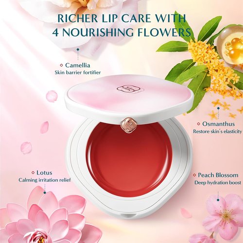 FLORASIS Dewy Touch Tinted Lip Balm - Nourishing Lip Mask for Dry Lips | Aromatic Peach, 1 Count