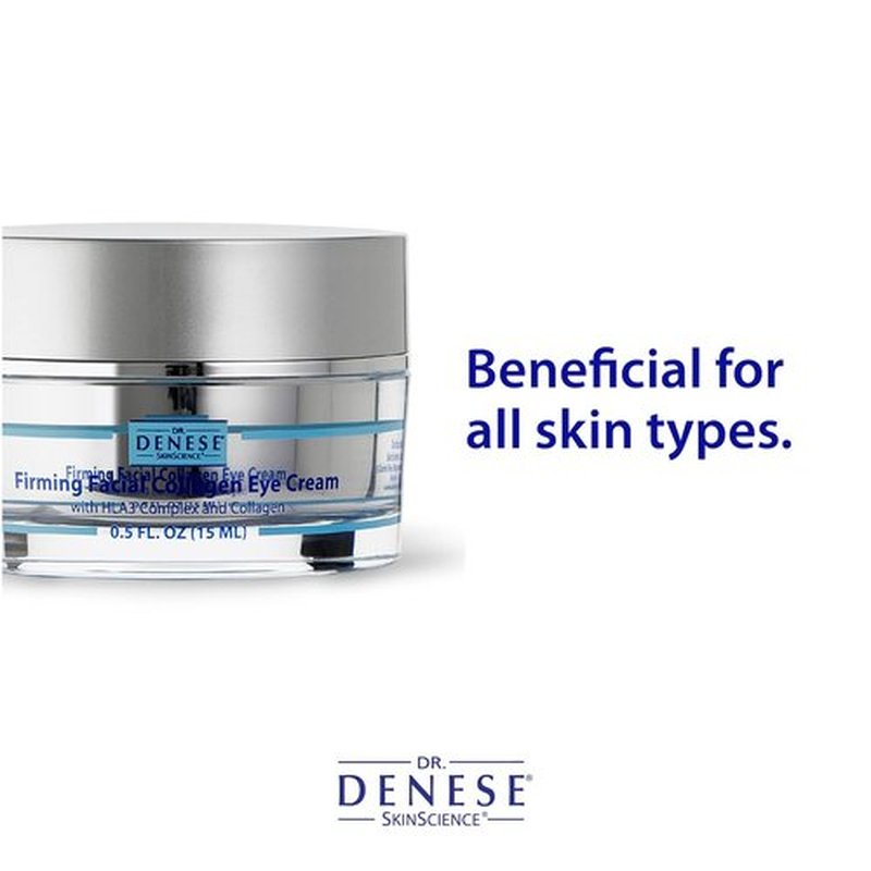 Dr. Denese SkinScience Firming Eye Cream - Collagen & Hyaluronic Acid for Smoother Under Eyes | 0.5oz