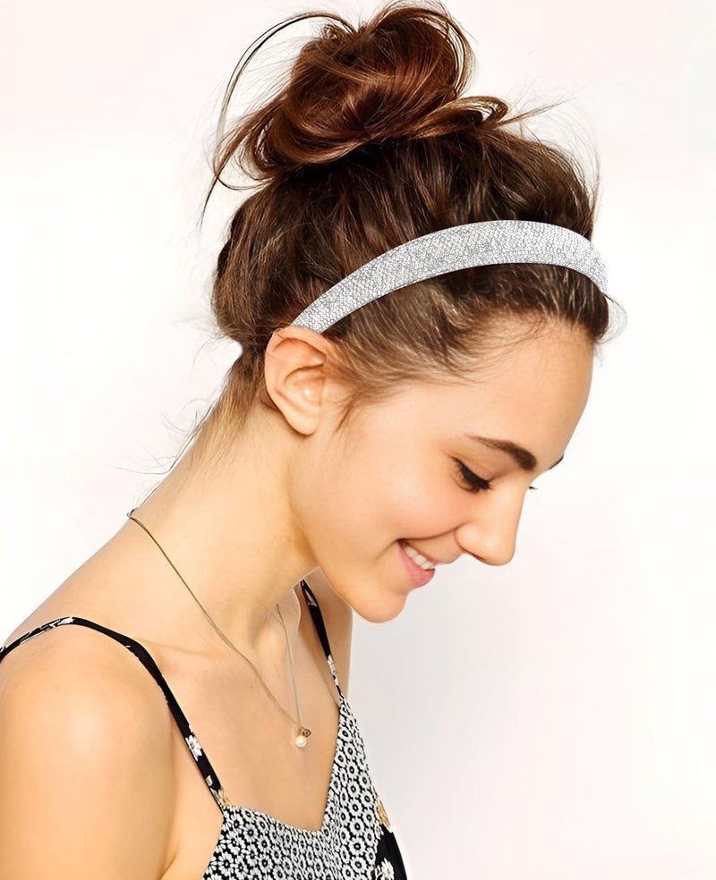 Wecoe 2pcs Rhinestone Headbands Women Girls Sparkly Bling Diamond Silver Black Headband Fashion Comfortable Head Band Non Slip Birthday Wedding Formal Hair Accessories For Women Girls Gifts