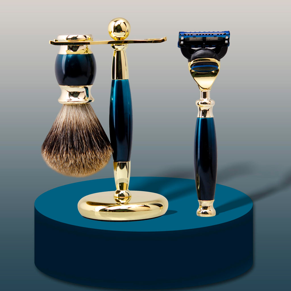 Danweix Premium Shaving Kit for Men - Luxury Complete Grooming Set, Safety Razor, Badger Hair Brush, Stand, Soap, Bowl, Replacement Heads