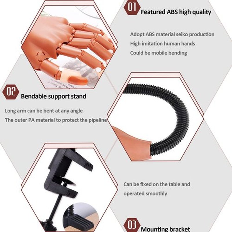 DASGIRL Practice Hand for Acrylic Nails, Flexible Nail Practice Hands Training Kits, Fake Mannequin Hands for Nails Practice, Movable Nail Mannequin Hand with 100PCS Nail Tips