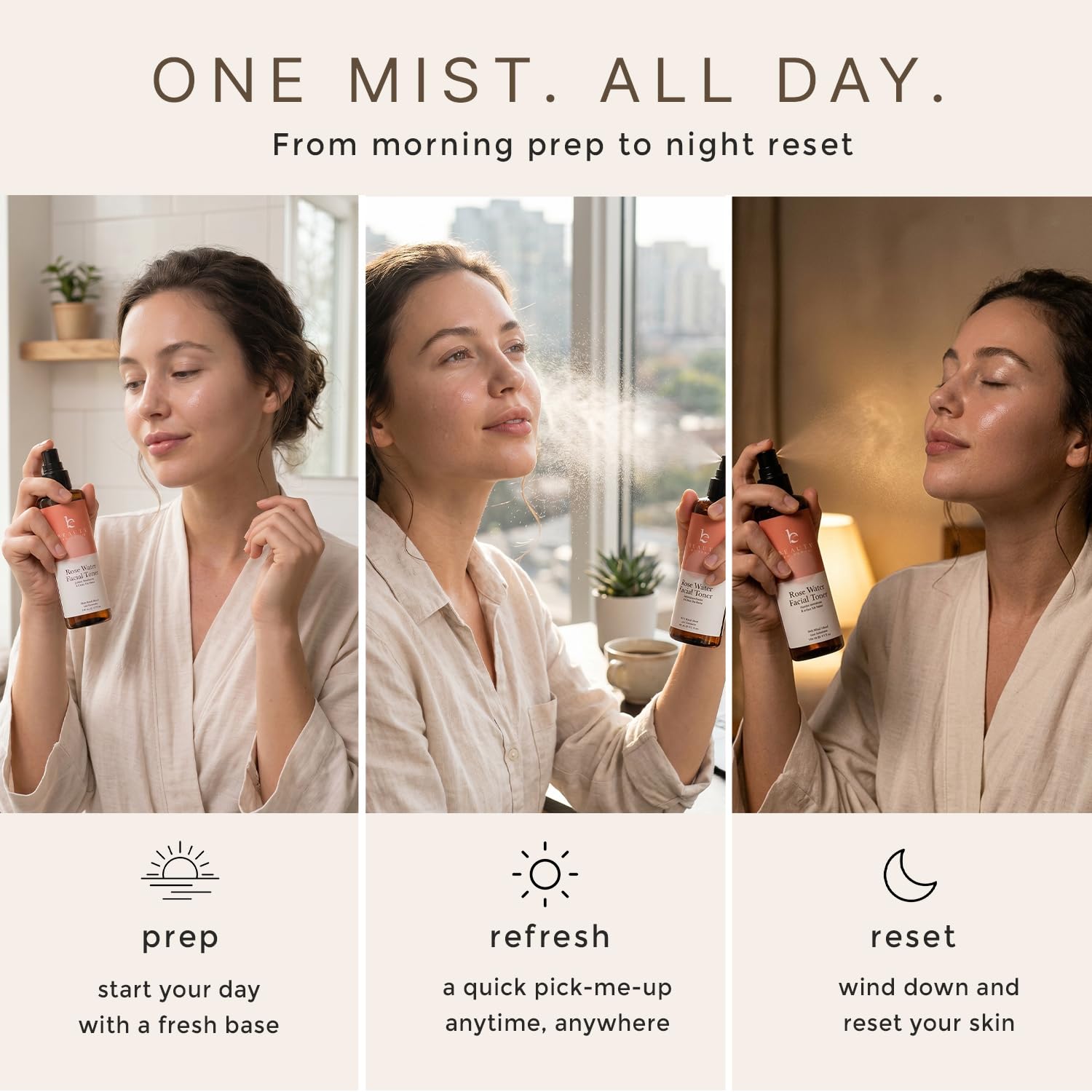 Rose Water Spray for Face - USA Made with Hydrating Natural & Organic Ingredients for Glowing Skin, Alcohol-Free Rosewater Toner Mist with Witch Hazel & Glycerin for Dry and Sensitive Skin