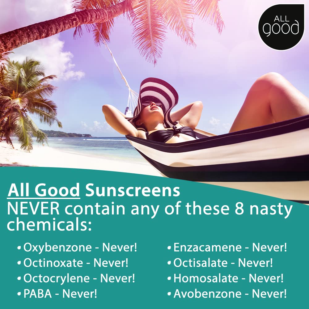 All Good Sunscreen - Sports Mineral for Face, Nose, Ears- Butter Stick SPF 50 - Coral Reef Friendly, Water Resistant, Zinc Oxide, Coconut Oil, Beeswax, Vitamin E (2.75 oz)